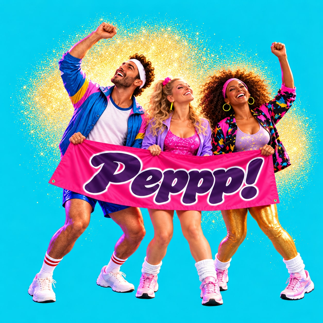 Peppp! dancers holding a pink banner